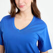 T-shirt col v manches courtes bleu electrique femme