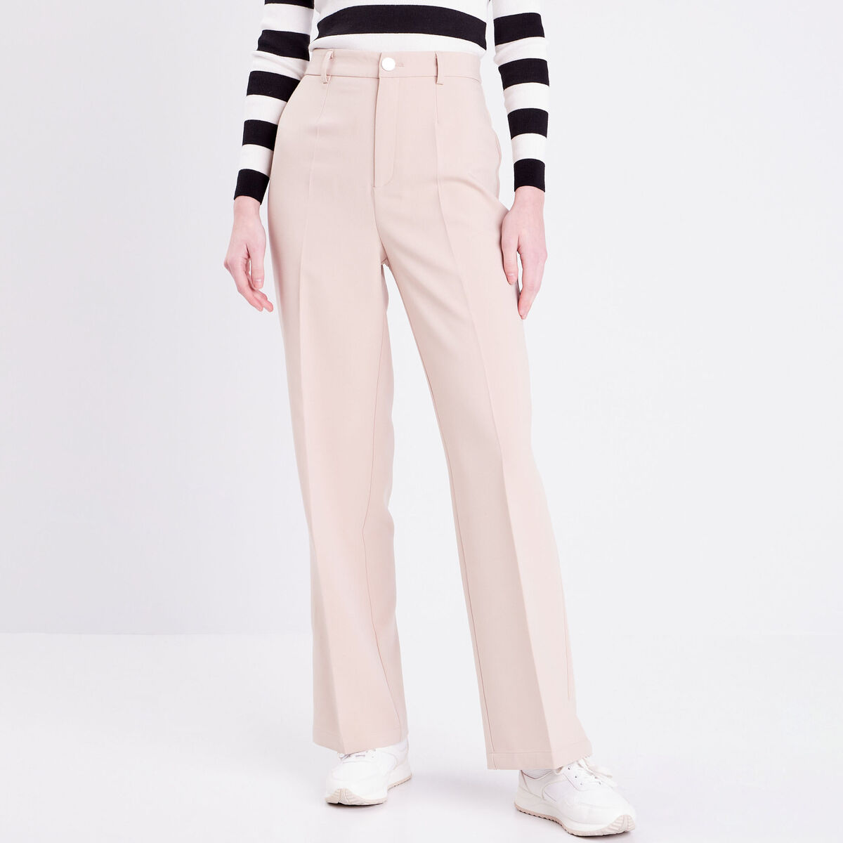 Pantalon city large sable femme