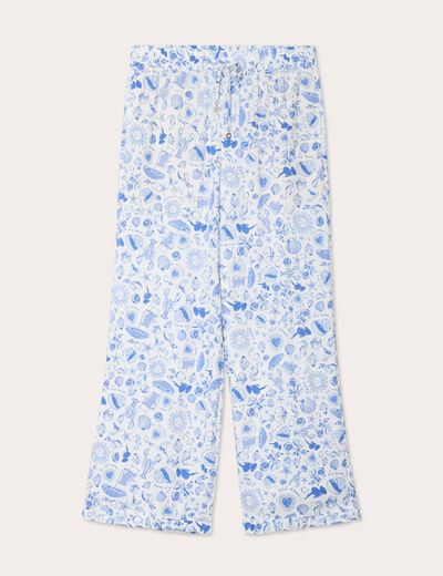 Pantalon large bleu roi femme