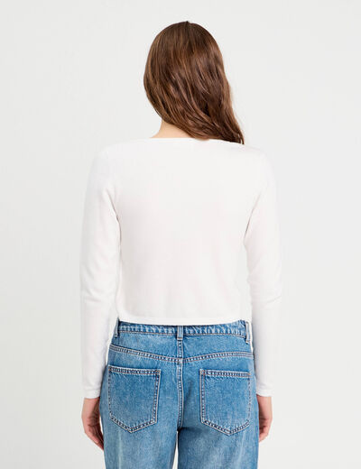 Gilet avec broderie blanc femme