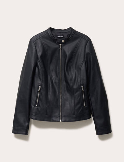 Veste droite zipp&eacute;e noir femme