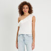 Débardeur asymétrique ecru femme