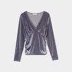 T-shirt velours cintré gris argent femme