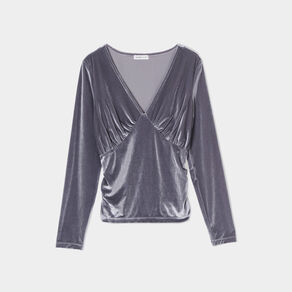 t shirt velours cintre gris argent femme T-shirt velours cintré gris argent femme