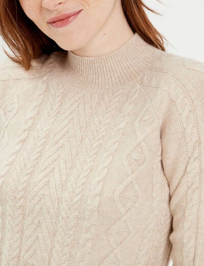 Robe pull ajustée torsades sable femme