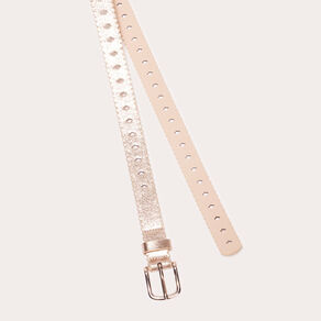 Ceinture perforée métallisée couleur or femme