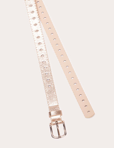 Ceinture perforée métallisée couleur or femme