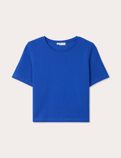 T-shirt cropped bleu electrique femme