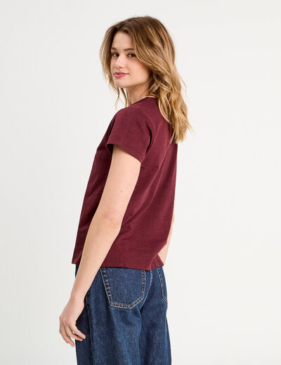 T-shirt manches courtes violet foncé femme