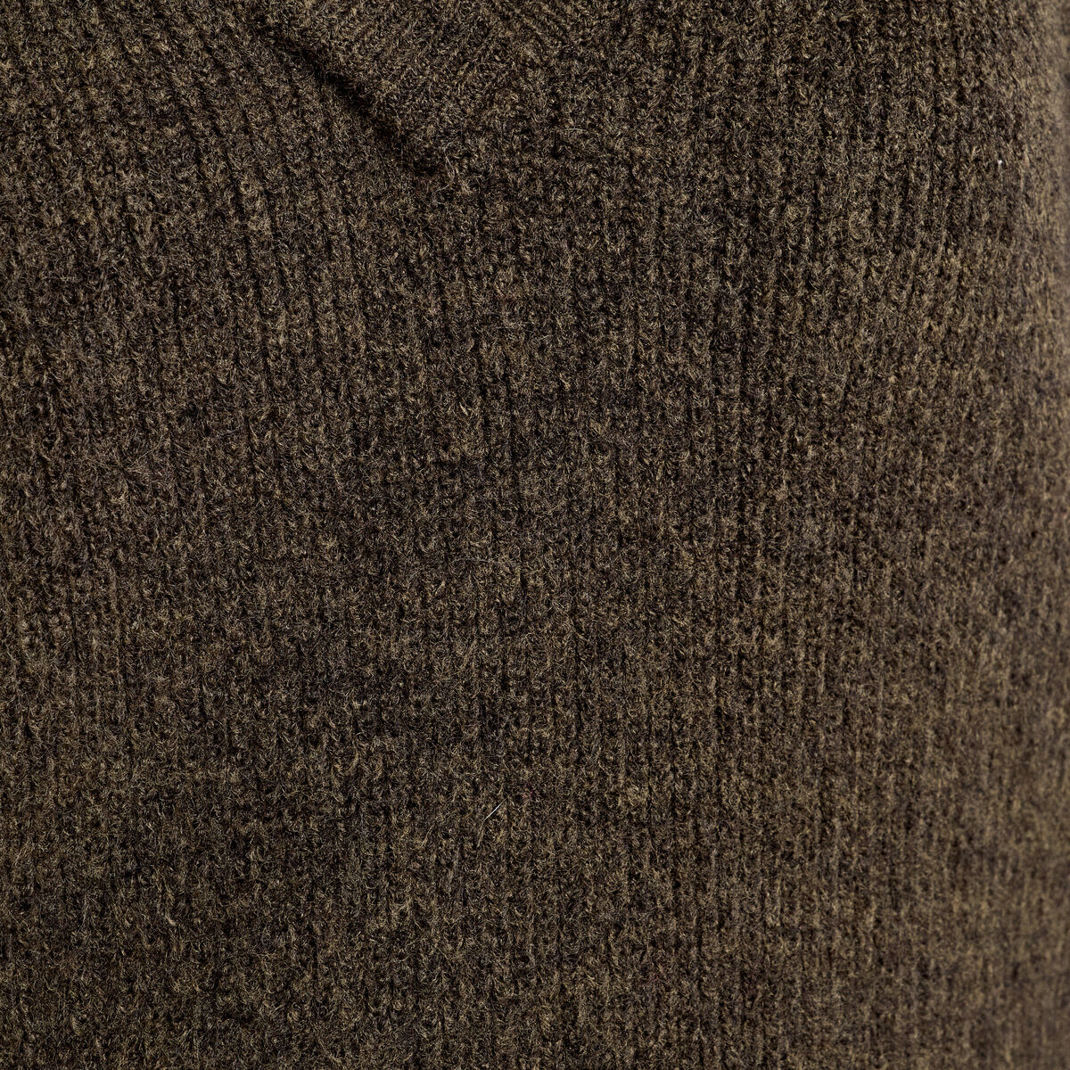 Pull avec col en V vert kaki femme