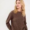 Pull col rond marron fonc&eacute; femme