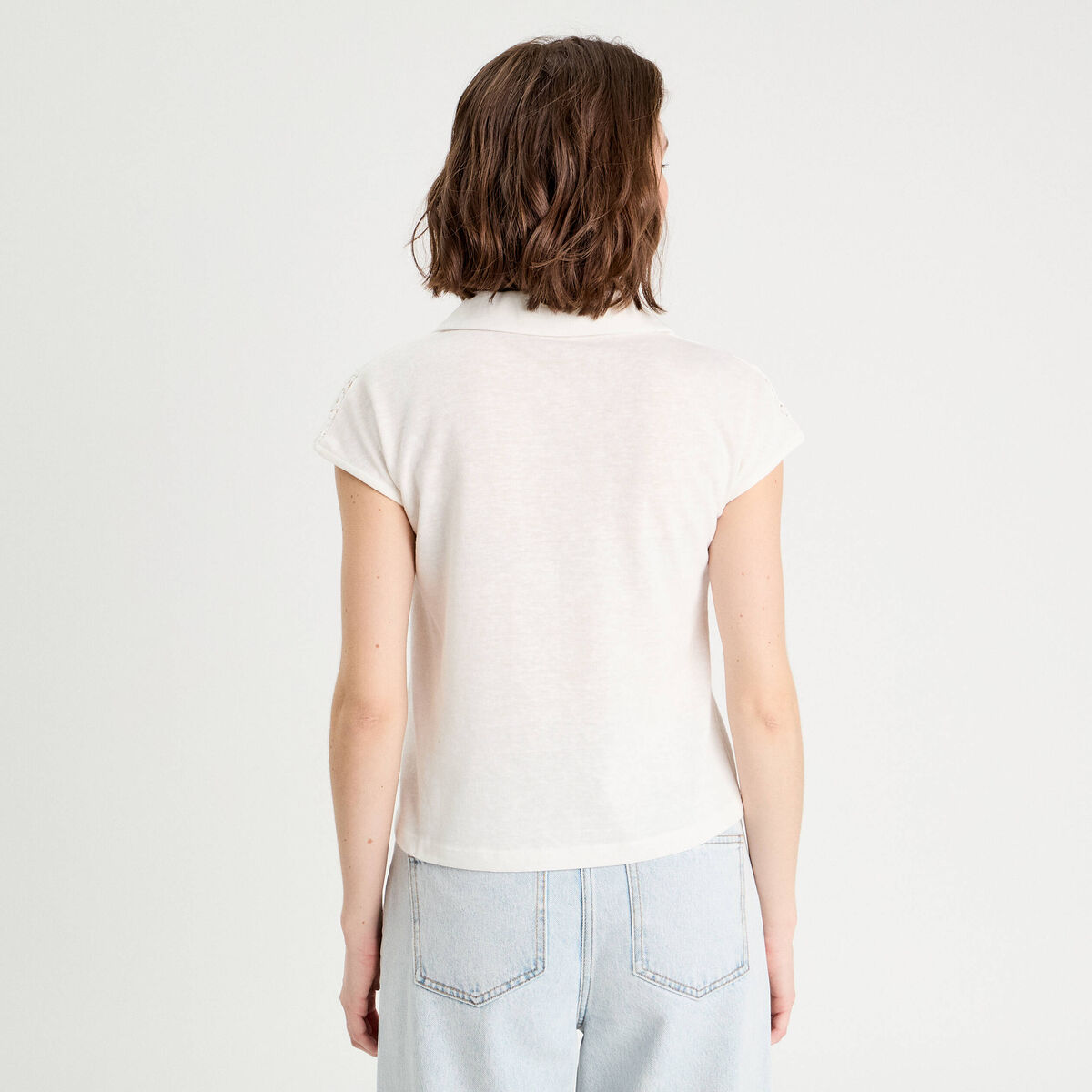 Polo manches courtes ecru femme