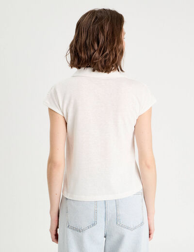 Polo manches courtes ecru femme
