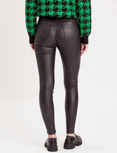 Pantalon skinny enduit denim noir enduit femme