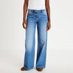 Jean wide leg taille basse broderie denim stone femme