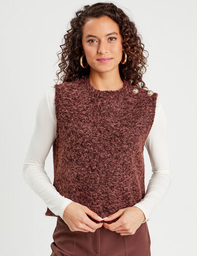Pull sans manches marron foncé femme