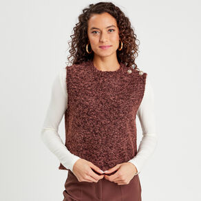 pull sans manches marron fonce femme Pull sans manches marron foncé femme