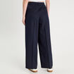 Pantalon large à pinces bleu marine femme