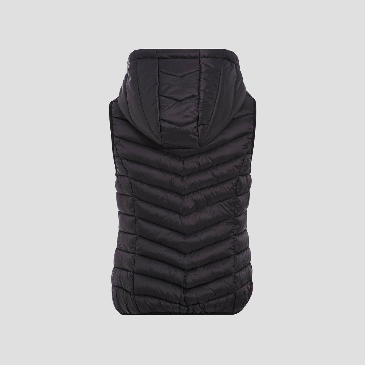 Doudoune droite à capuche noir femme