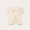 Blouse ajourée décolleté manches courtes ecru femme