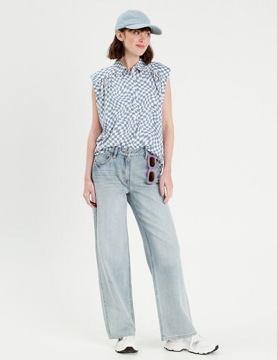 Chemise sans manches bleu femme