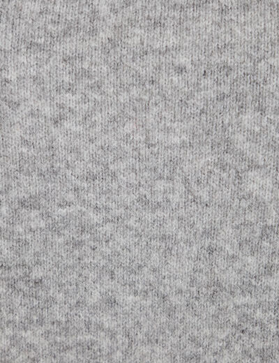 Pull oversize broderie col rond gris clair femme