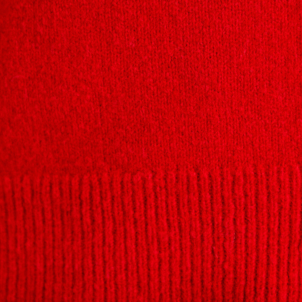 Gilet col v broderie manches longues rouge femme