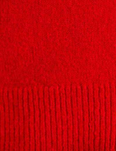 Gilet col v broderie manches longues rouge femme