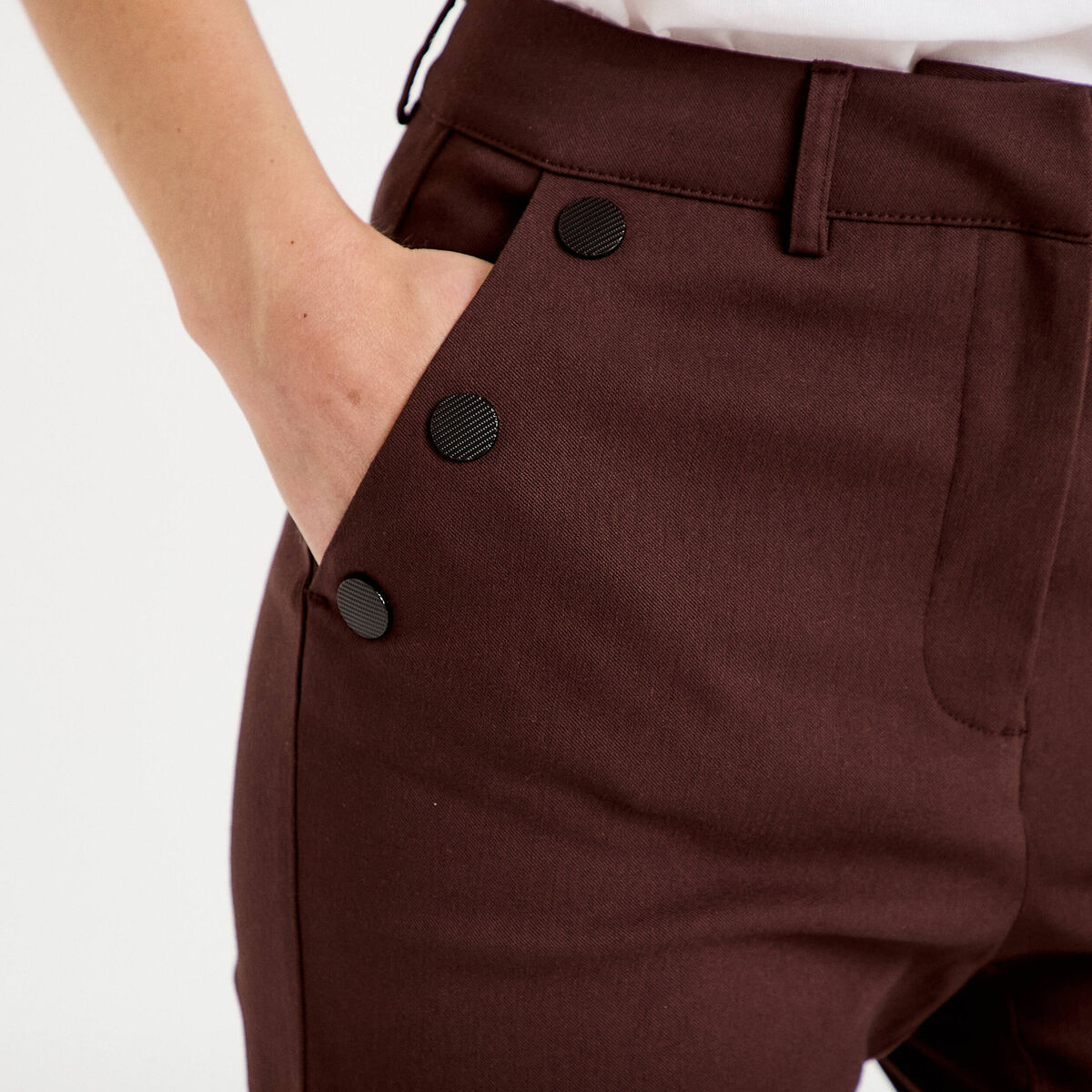 Pantalon bootcut &agrave; pont marron fonc&eacute; femme