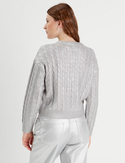 Pull manches longues gris argent femme