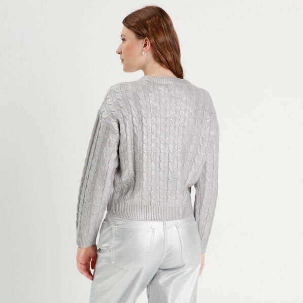 Pull manches longues gris argent femme