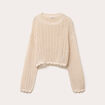 Pull ajouré col rond manches longues ecru femme