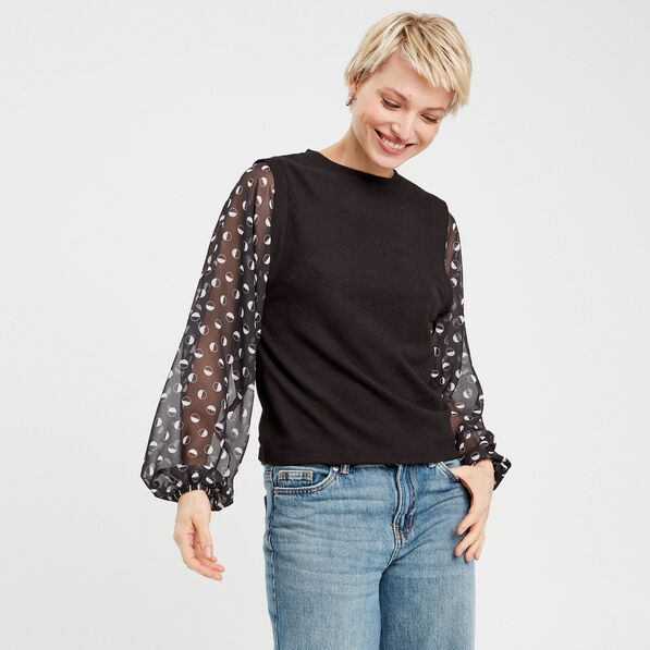 t shirt manches longues noir femme T-shirt manches longues noir femme