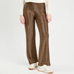 Pantalon large fils métallisés couleur or femme