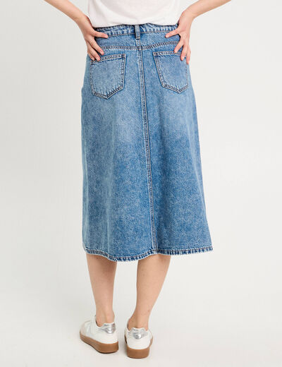 Jupe longue trapèze en jean denim double stone femme