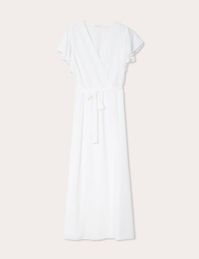 Robe longue évasée cache-coeur ecru femme