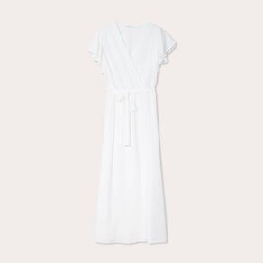 robe longue evasee cache coeur ecru femme Robe longue évasée cache-coeur ecru femme