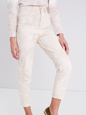 Jeans mom taille haute jaune clair femme