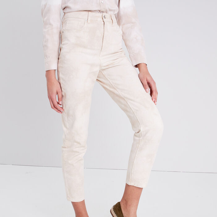 Jeans mom taille haute jaune clair femme