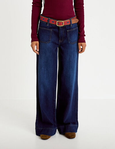 Jean bootcut ceinture amovible denim brut femme