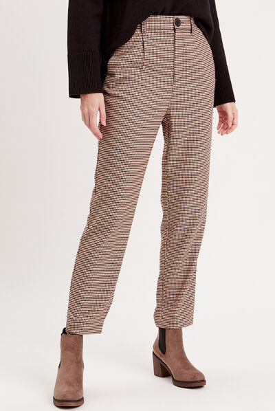 Pantalon city droit à pinces ecru femme