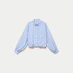 Chemise ample cropped effet boule bleu femme