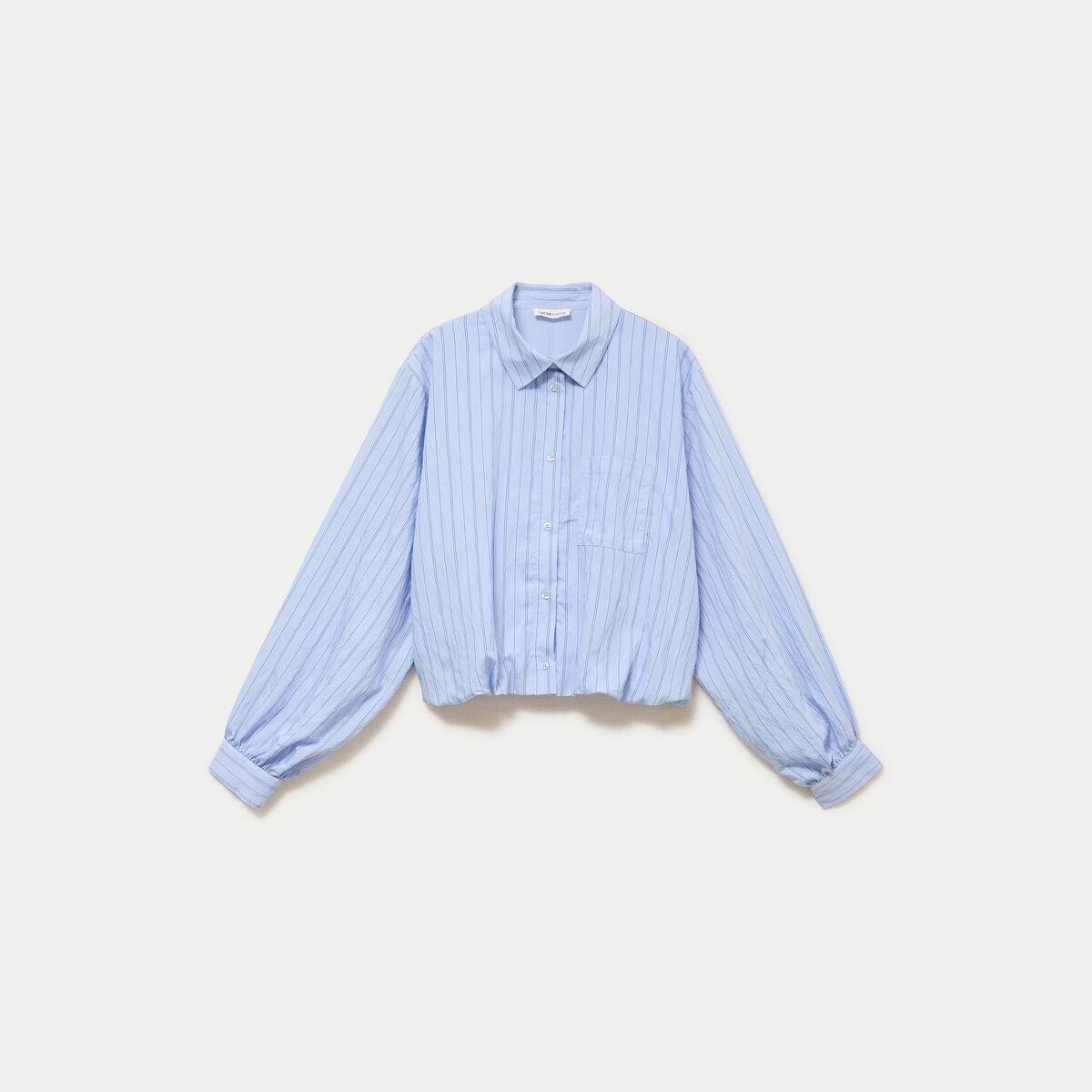Chemise ample cropped effet boule bleu femme