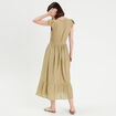 Robe longue évasée plumetis vert pastel femme