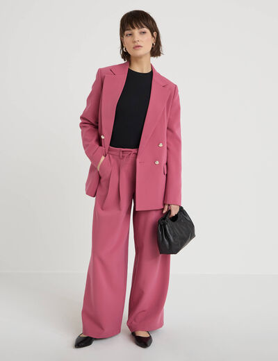 Blazer col tailleur manches longues vieux rose femme