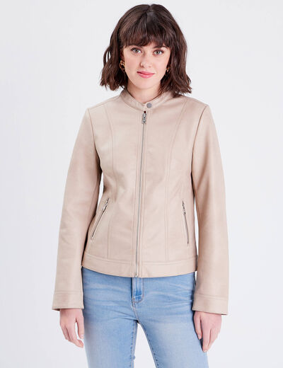 Veste droite zippée sable femme