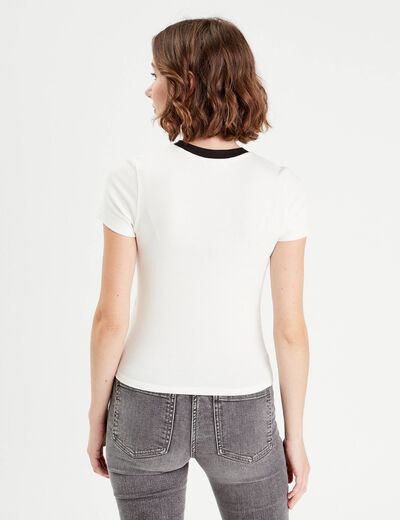 T-shirt manches courtes ecru femme