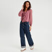 Blouse volants vieux rose femme