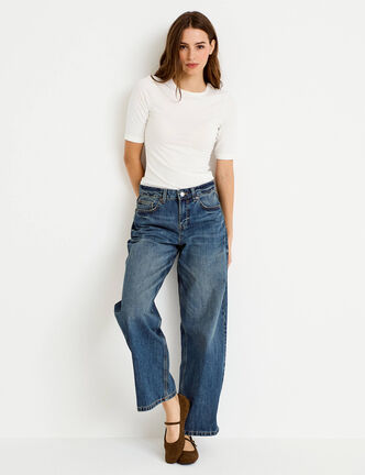 Jean wide leg taille basse denim double stone femme
