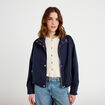 Blouson court bas resserr&eacute; bleu marine femme